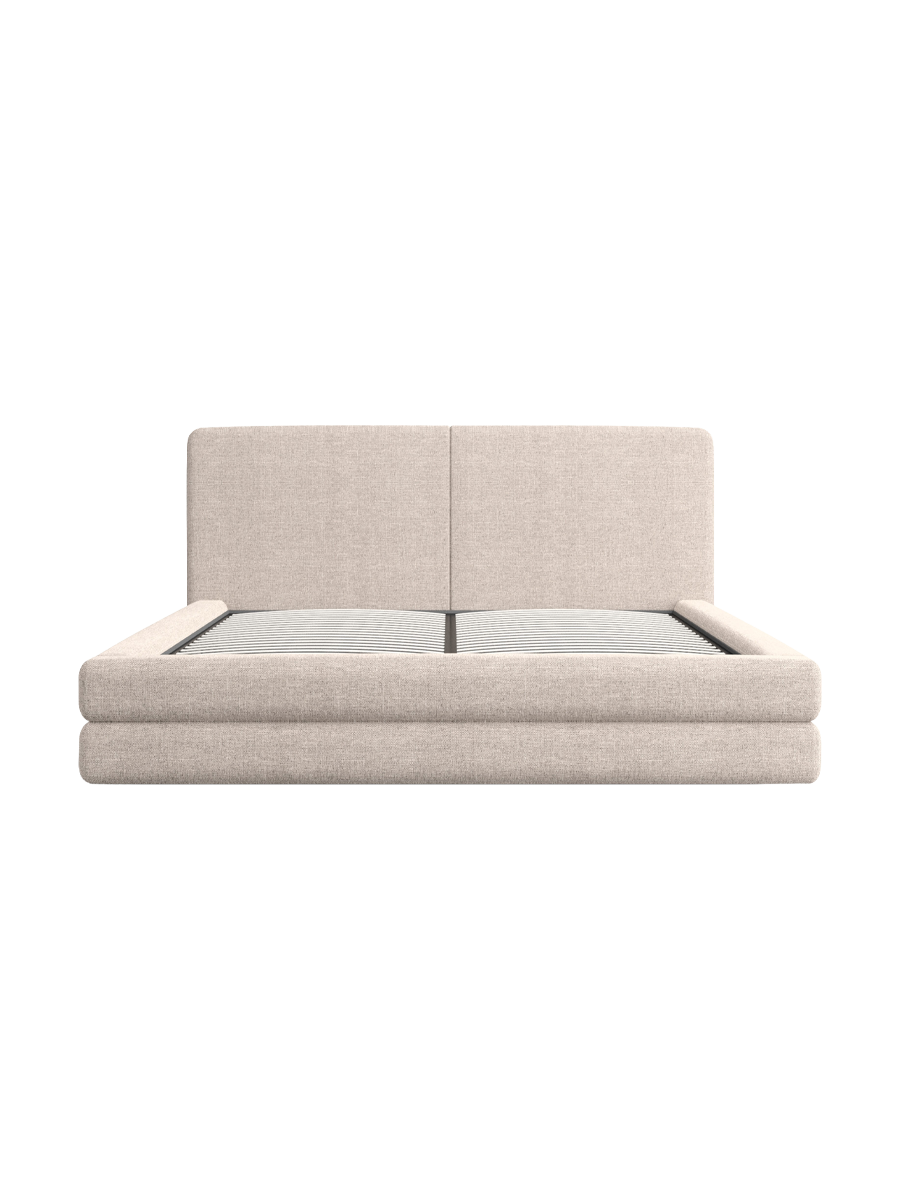 
Design Polsterbett „Liora“ mit Ablagefach, Webstoff Beige - 140 x 200 cm