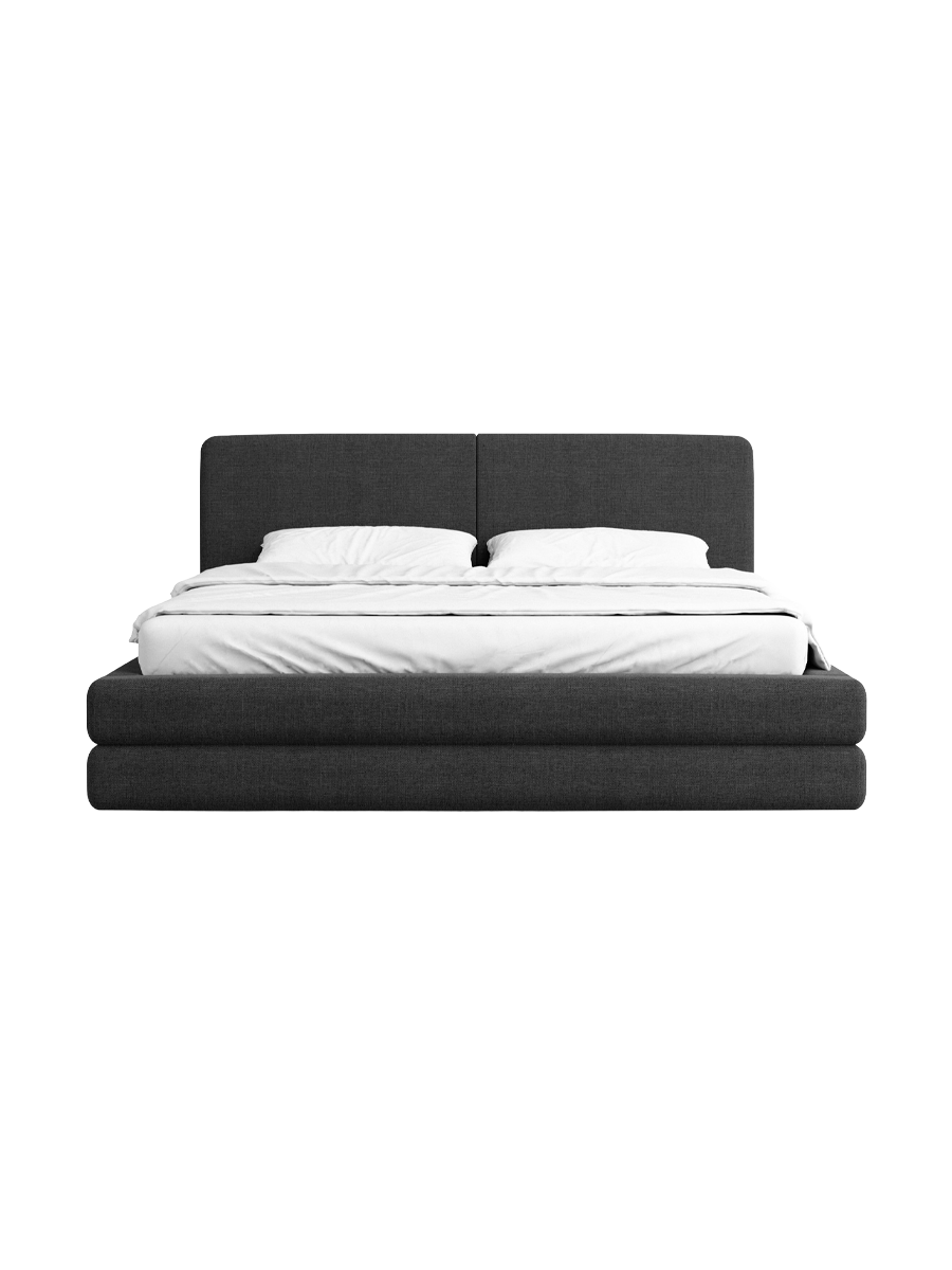 
Design Polsterbett „Liora“ mit Ablagefach, Webstoff Schwarz - 140 x 200 cm