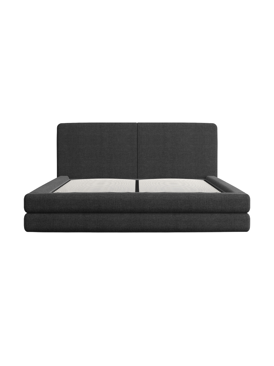 
Design Polsterbett „Liora“ mit Ablagefach, Webstoff Schwarz - 140 x 200 cm