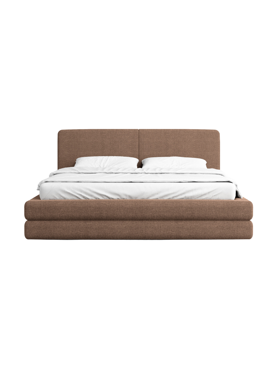 
Design Polsterbett „Liora“ mit Ablagefach, Webstoff Braun - 140 x 200 cm