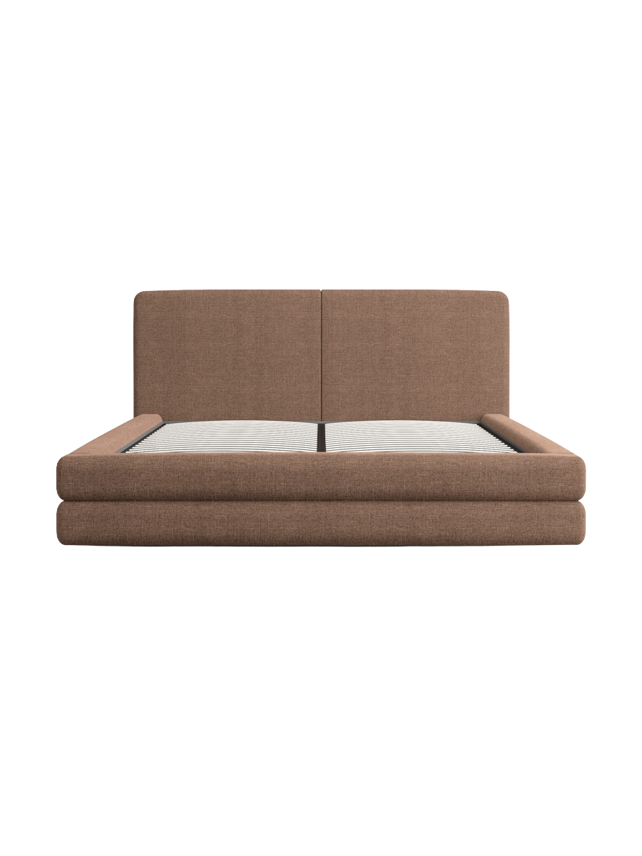 
Design Polsterbett „Liora“ mit Ablagefach, Webstoff Braun - 140 x 200 cm