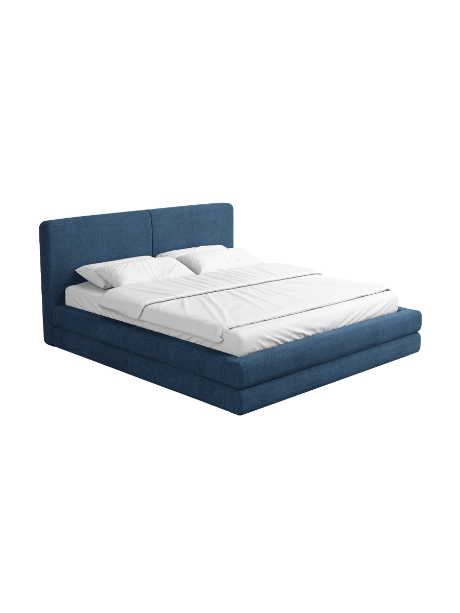 
Design Polsterbett „Liora“ mit Ablagefach, Webstoff Dunkelblau - 140 x 200 cm