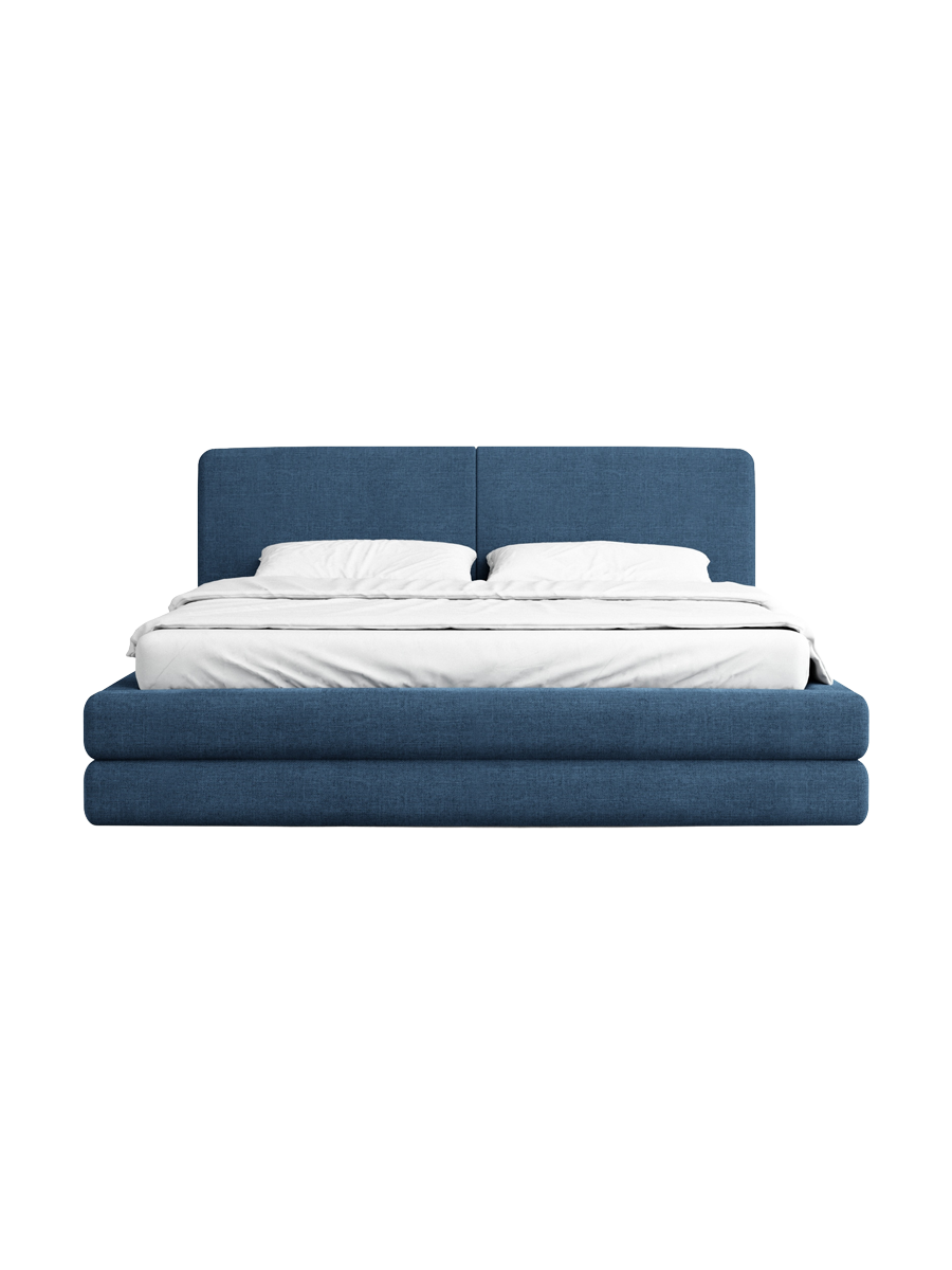 
Design Polsterbett „Liora“ mit Ablagefach, Webstoff Dunkelblau - 140 x 200 cm