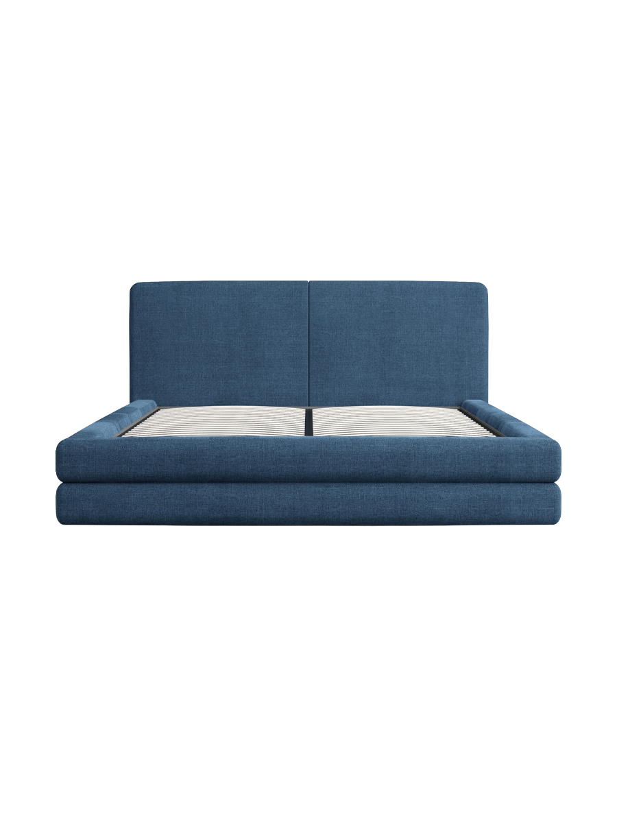 
Design Polsterbett „Liora“ mit Ablagefach, Webstoff Dunkelblau - 140 x 200 cm
