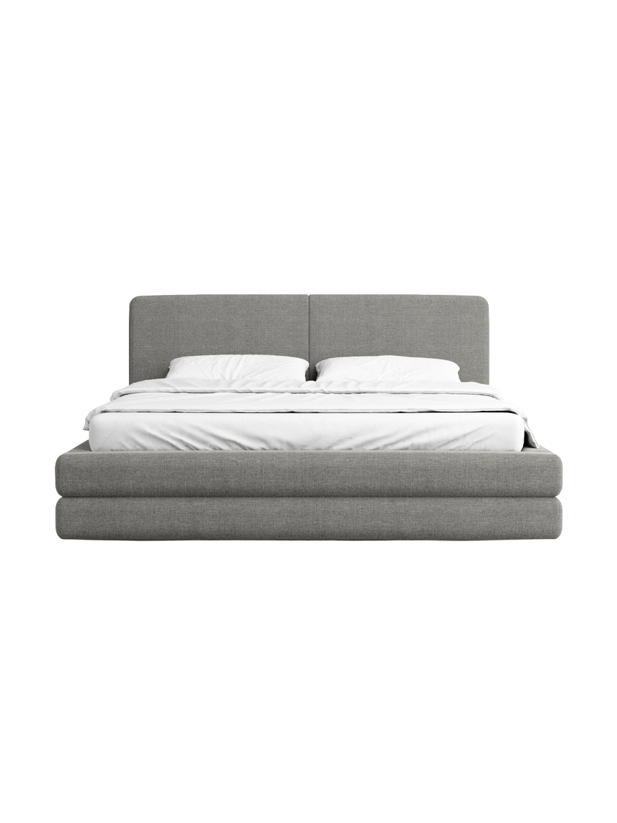 
Design Polsterbett „Liora“ mit Ablagefach, Webstoff Grau - 140 x 200 cm