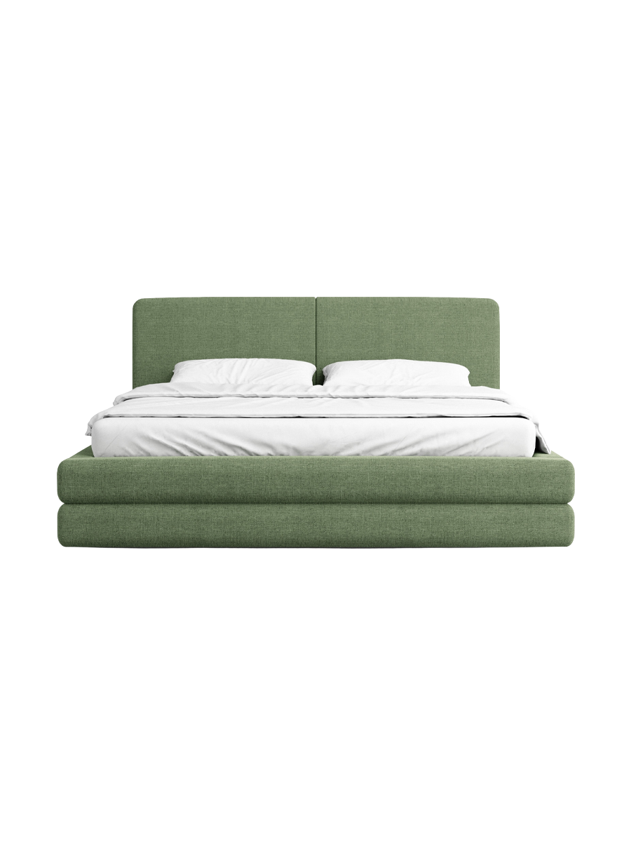 
Design Polsterbett „Liora“ mit Ablagefach, Webstoff Grün - 140 x 200 cm