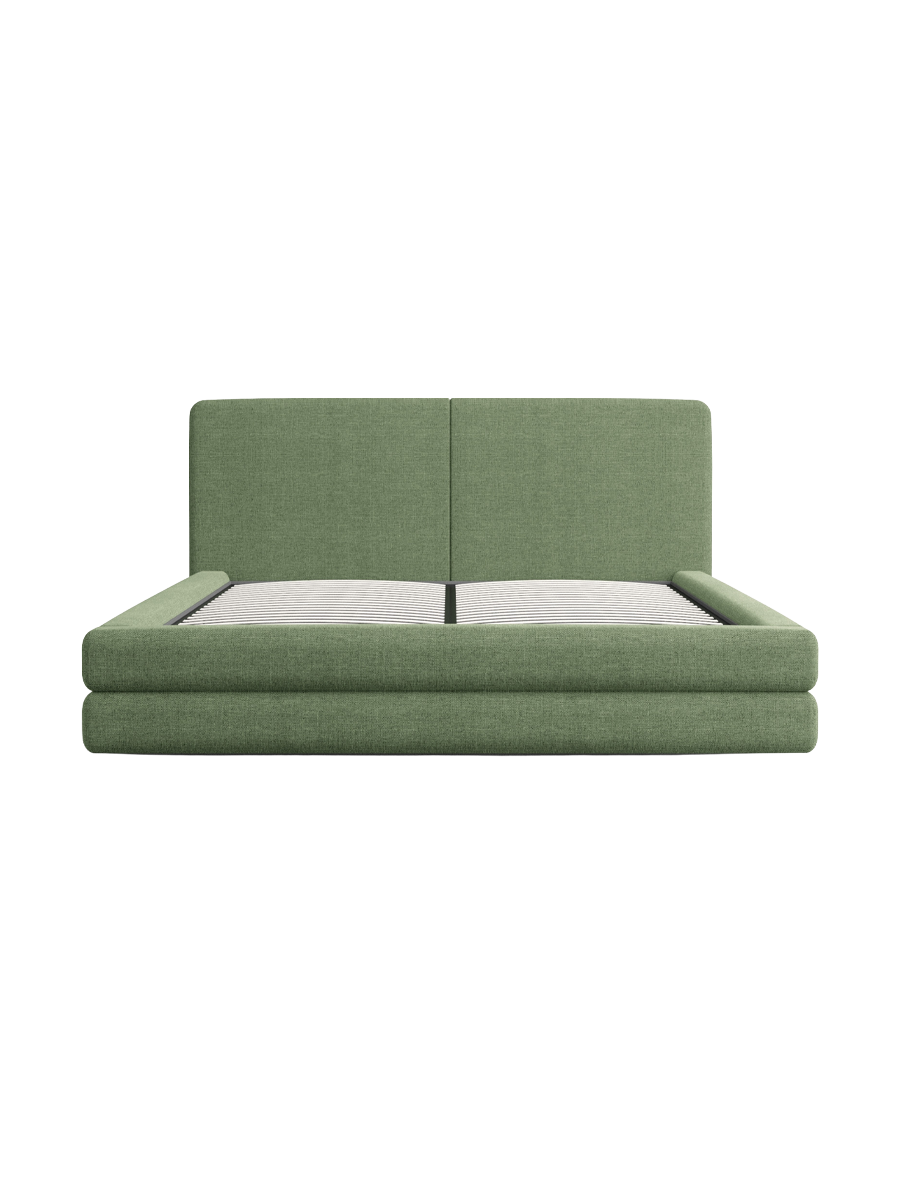 
Design Polsterbett „Liora“ mit Ablagefach, Webstoff Grün - 140 x 200 cm