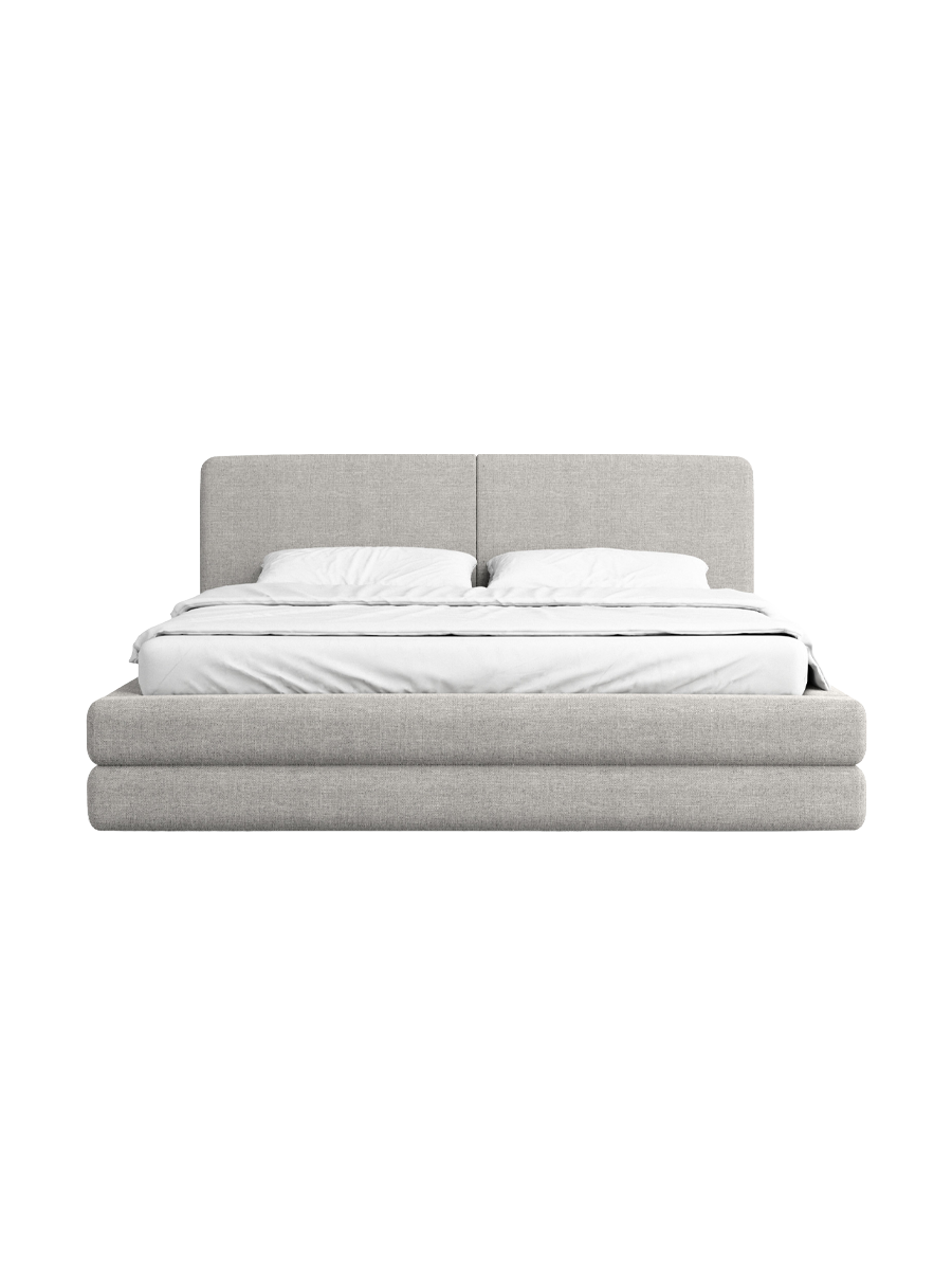
Design Polsterbett „Liora“ mit Ablagefach, Webstoff Hellgrau - 140 x 200 cm