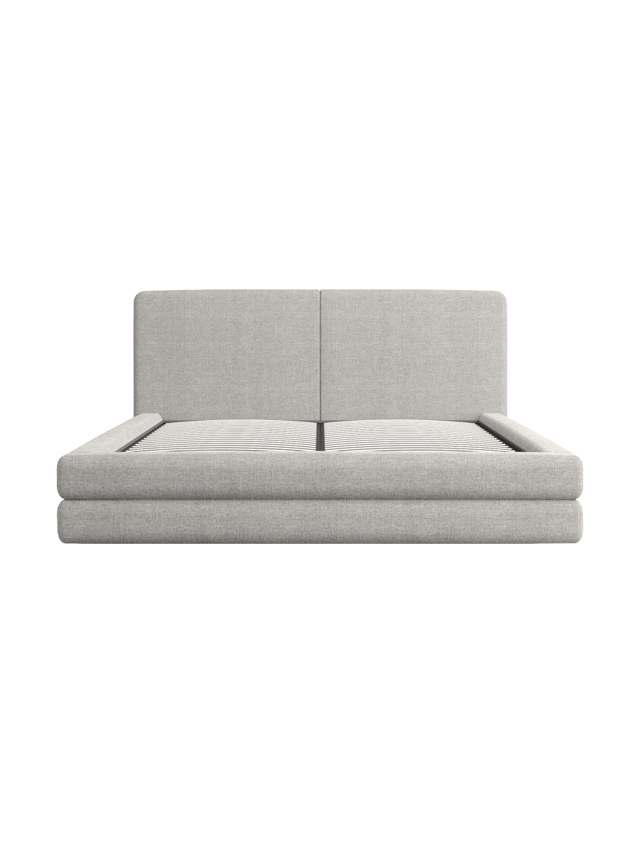 
Design Polsterbett „Liora“ mit Ablagefach, Webstoff Hellgrau - 140 x 200 cm
