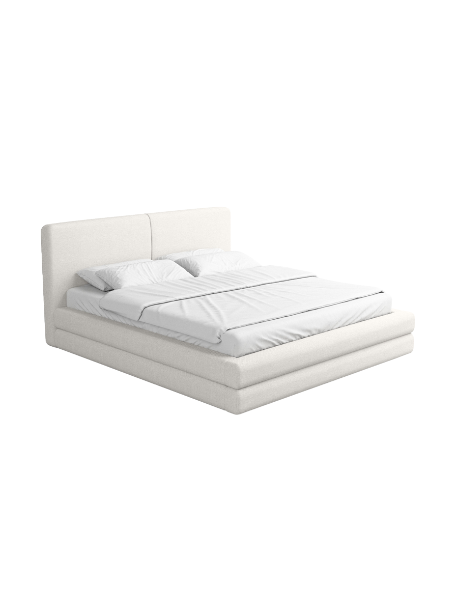 
Design Polsterbett „Liora“ mit Ablagefach, Webstoff Weiss - 140 x 200 cm