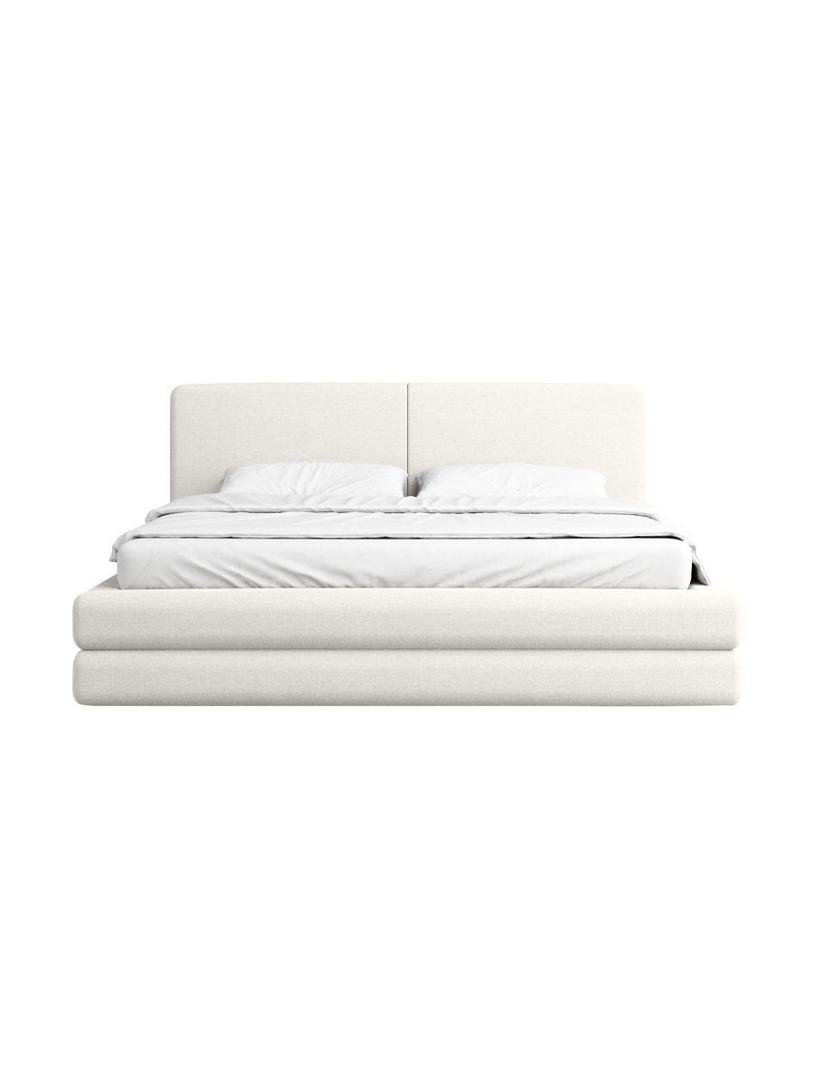 
Design Polsterbett „Liora“ mit Ablagefach, Webstoff Weiss - 140 x 200 cm