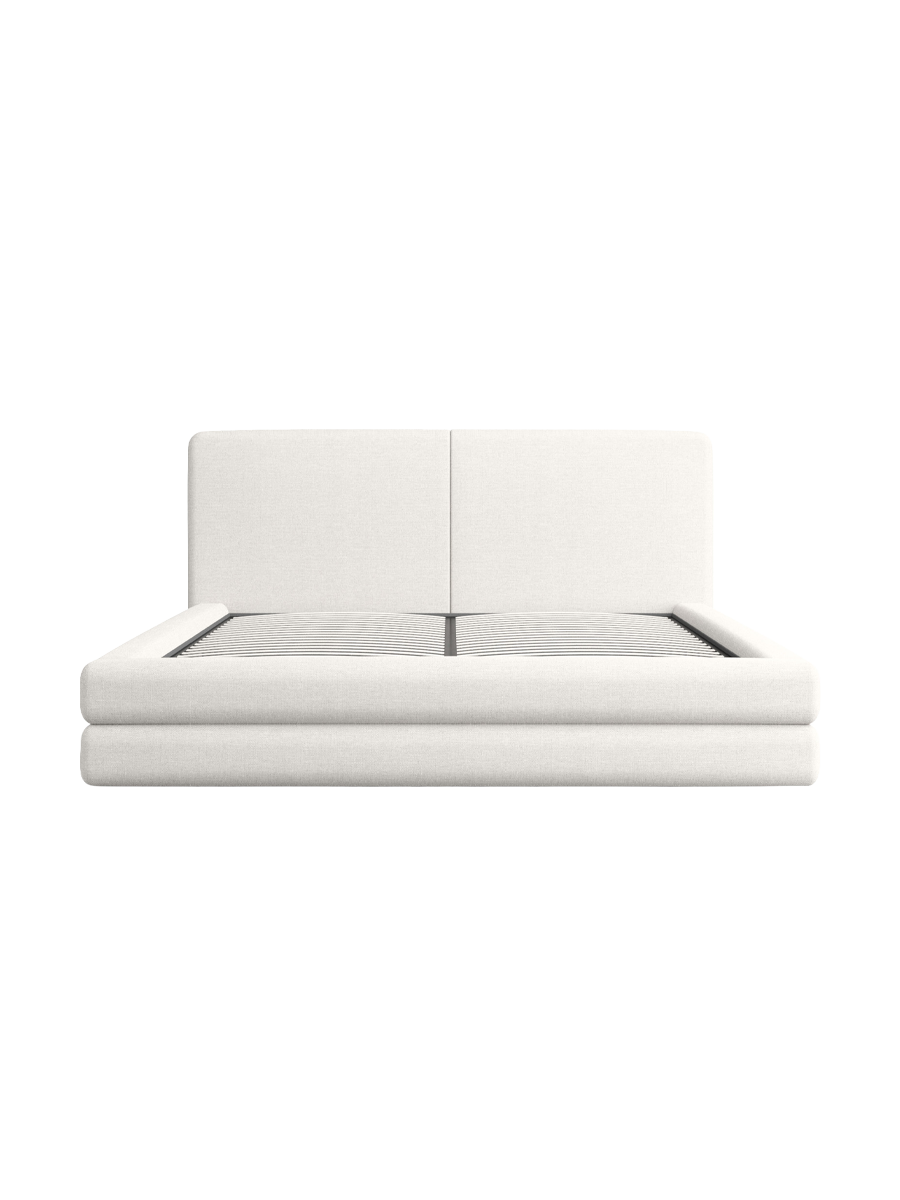 
Design Polsterbett „Liora“ mit Ablagefach, Webstoff Weiss - 140 x 200 cm