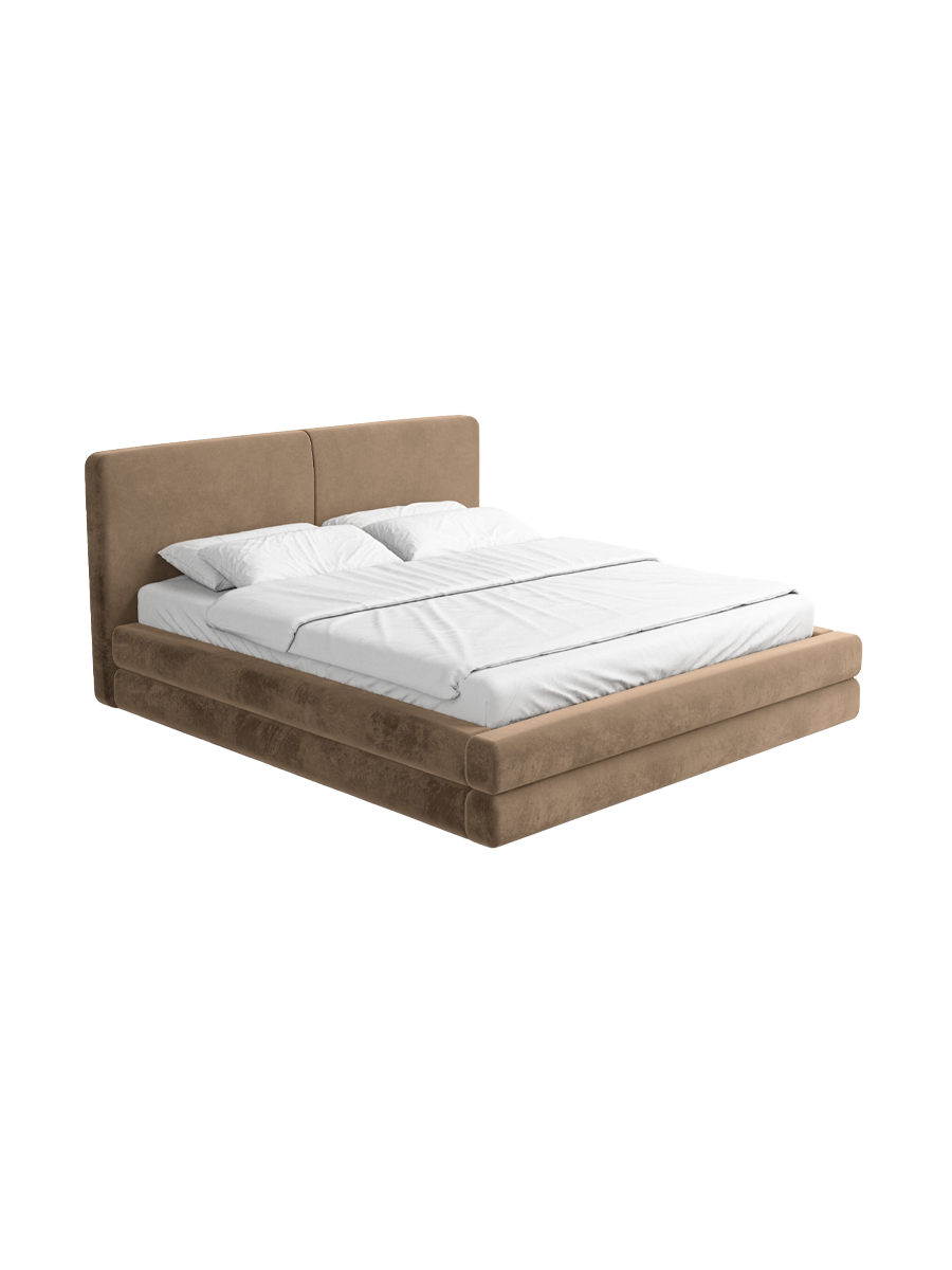 
Design Polsterbett „Liora“ mit Ablagefach, Samt Braun - 140 x 200 cm