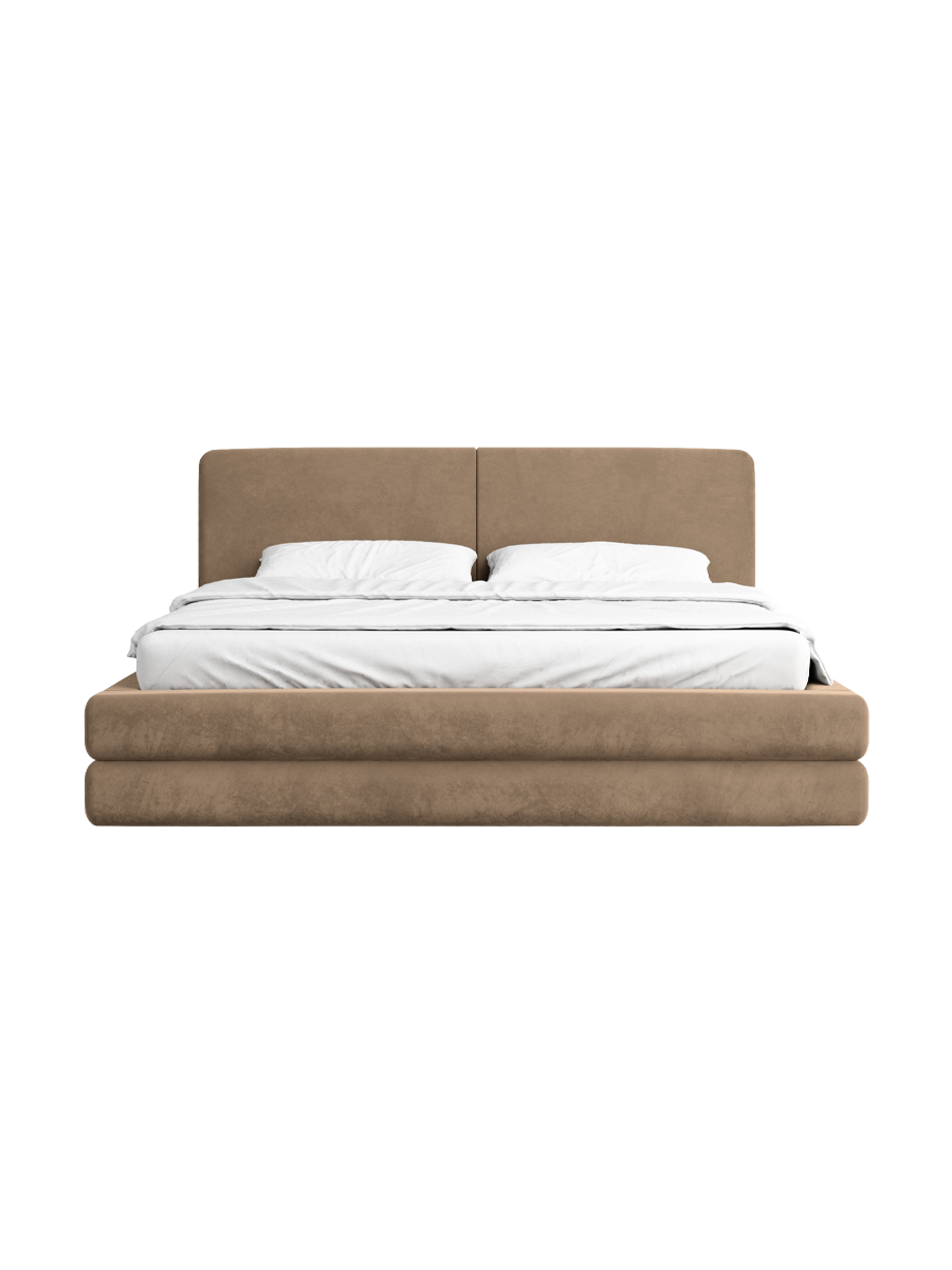 
Design Polsterbett „Liora“ mit Ablagefach, Samt Braun - 140 x 200 cm