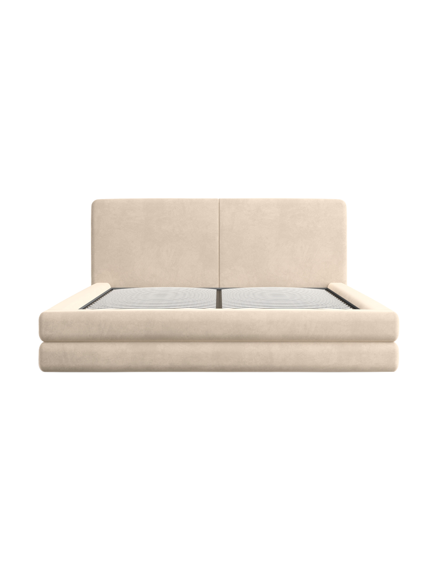 
Design Polsterbett „Liora“ mit Ablagefach, Samt Cream - 140 x 200 cm