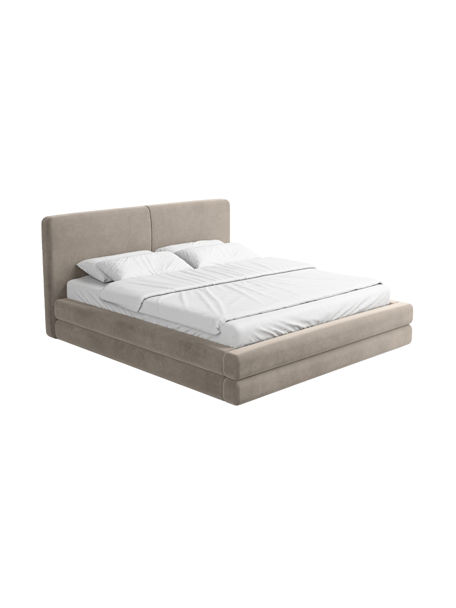 
Design Polsterbett „Liora“ mit Ablagefach, Samt Beige dunkel - 140 x 200 cm