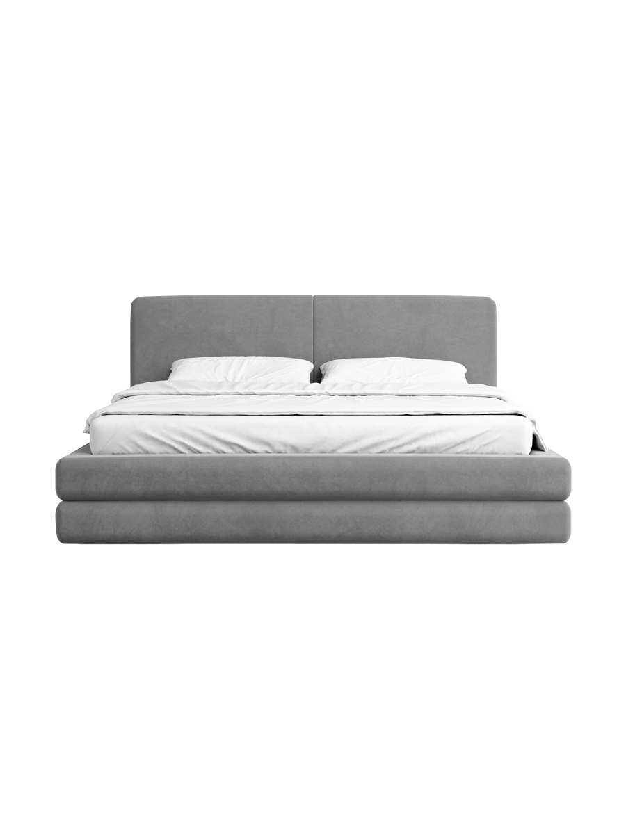 
Design Polsterbett „Liora“ mit Ablagefach, Samt Grau - 140 x 200 cm