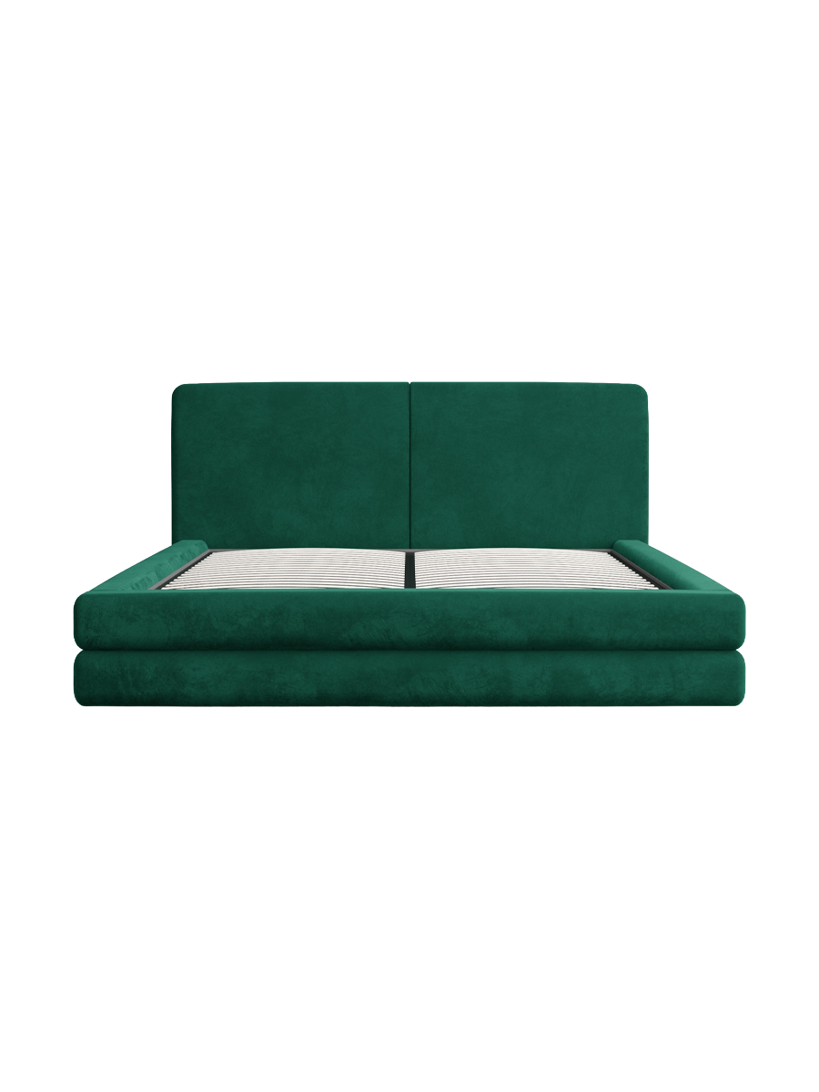 
Design Polsterbett „Liora“ mit Ablagefach, Samt Grün - 140 x 200 cm