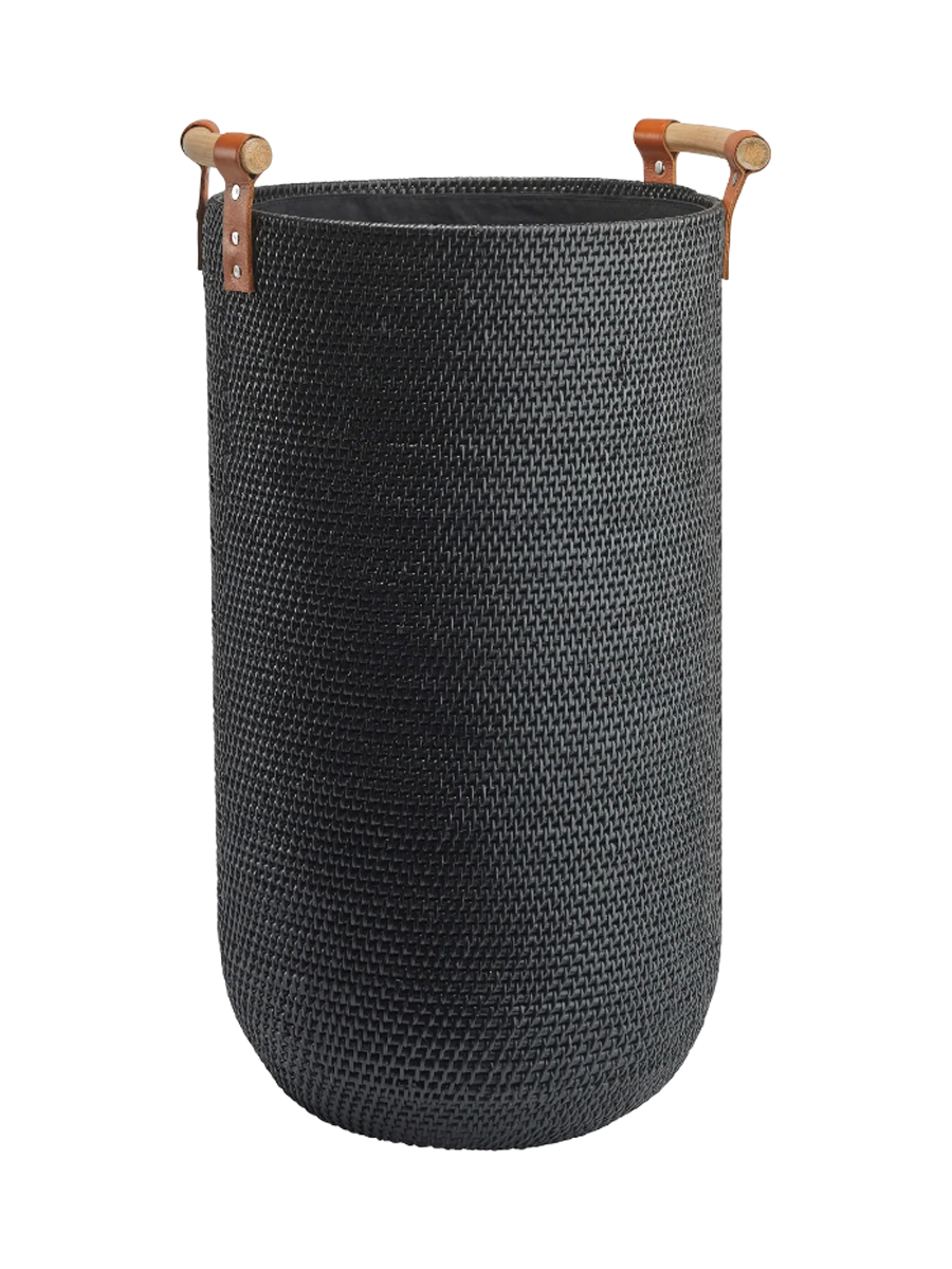 
Panier à linge design fait à la main « Cino » - Noir