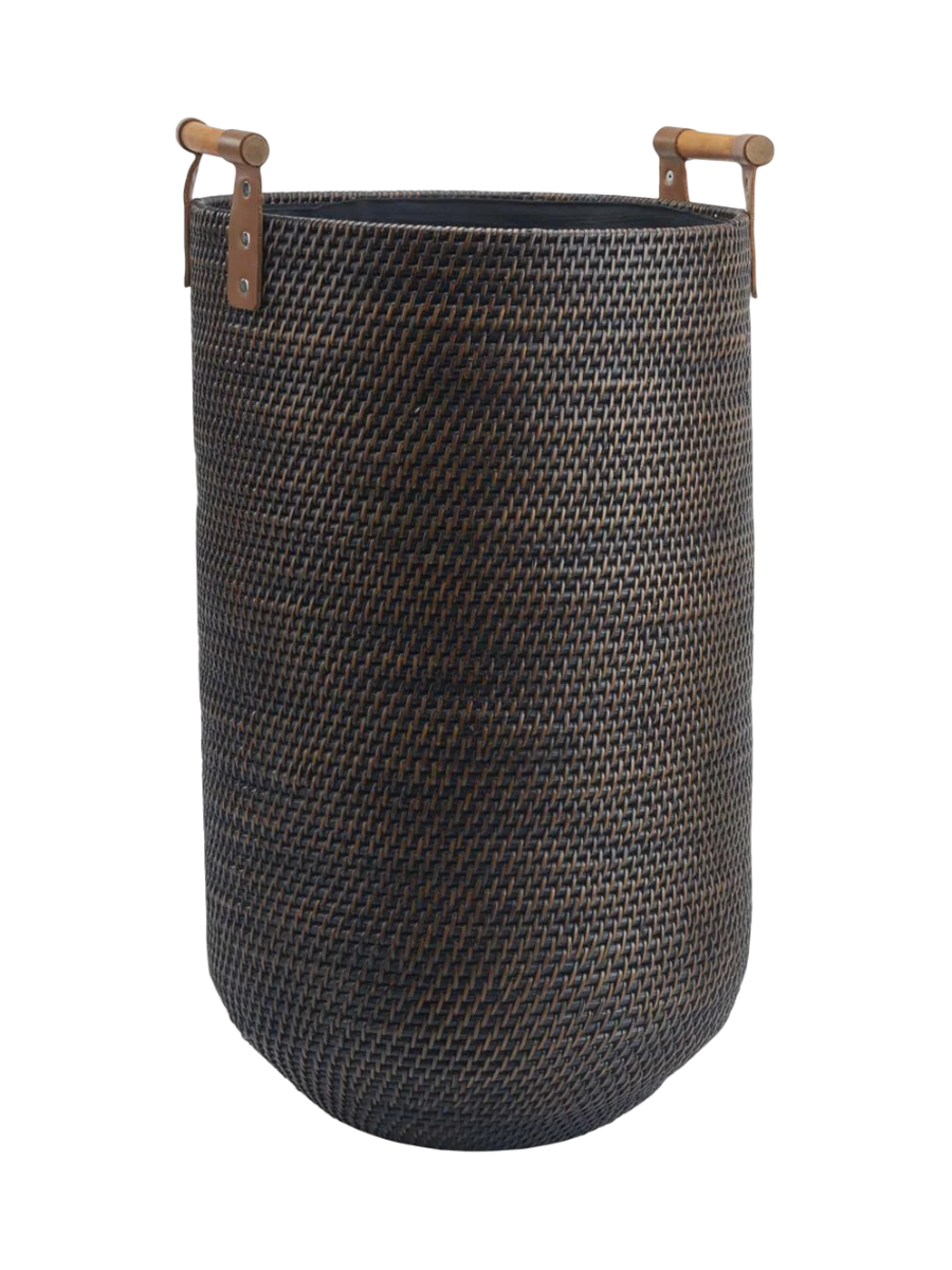 
Panier à linge design fait à la main « Cino » - Noix de pécan