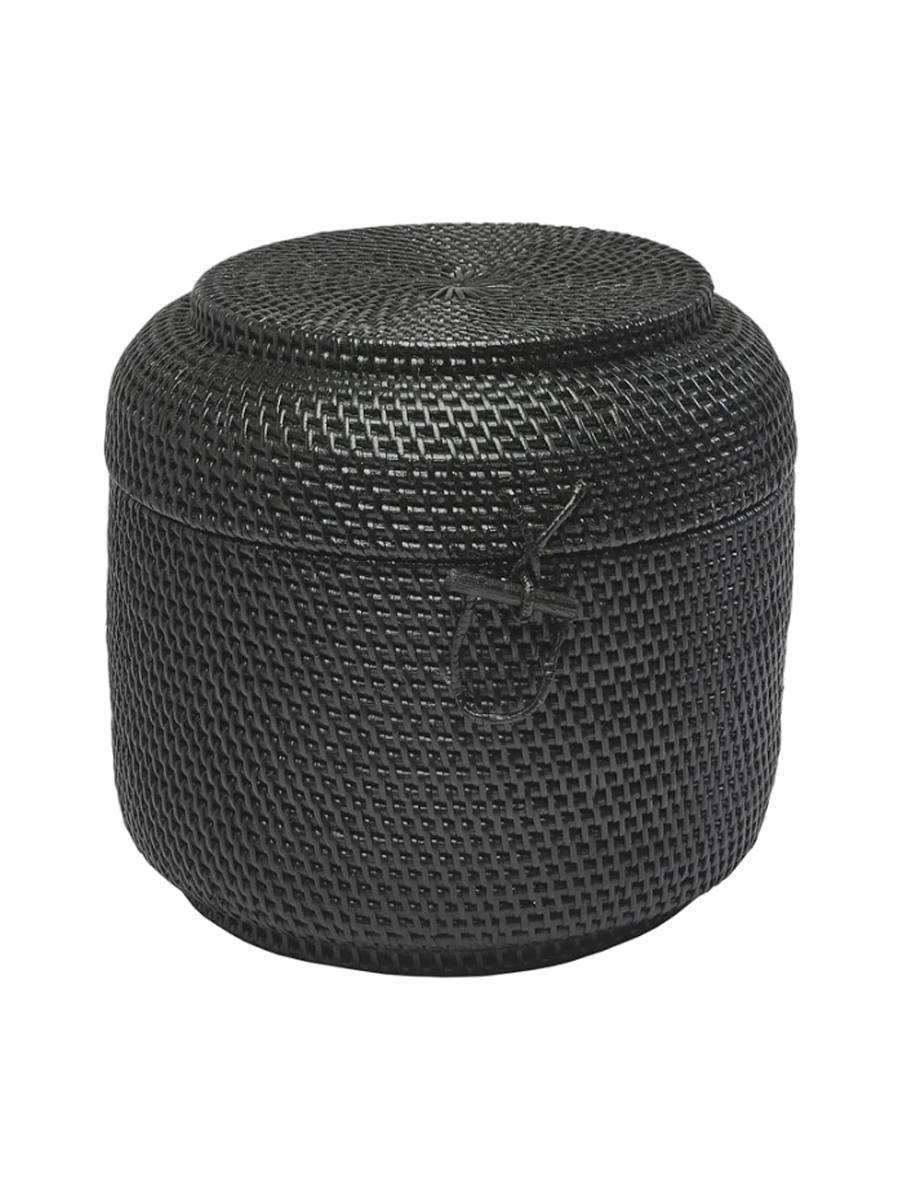 
Panier de rangement design fait main « Cino » avec couvercle - Noir