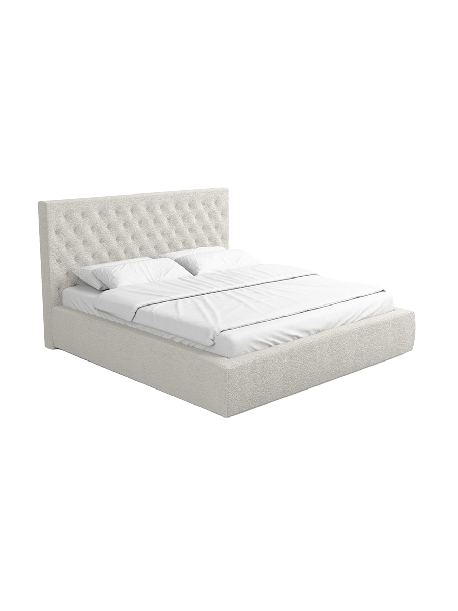 
Design Polsterbett „Bellavita“ mit Ablagefach, Bouclé Weiss - 140 x 200 cm