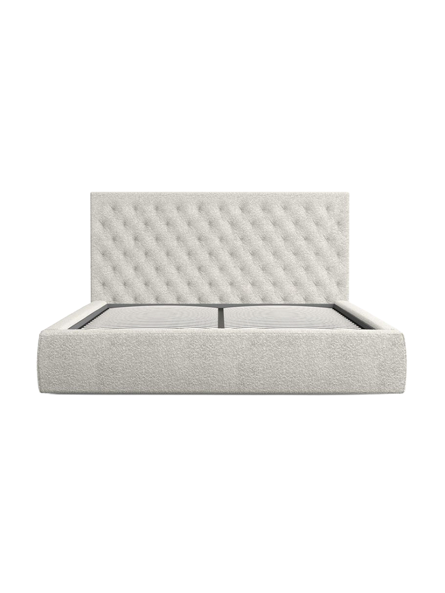 
Design Polsterbett „Bellavita“ mit Ablagefach, Bouclé Weiss - 140 x 200 cm