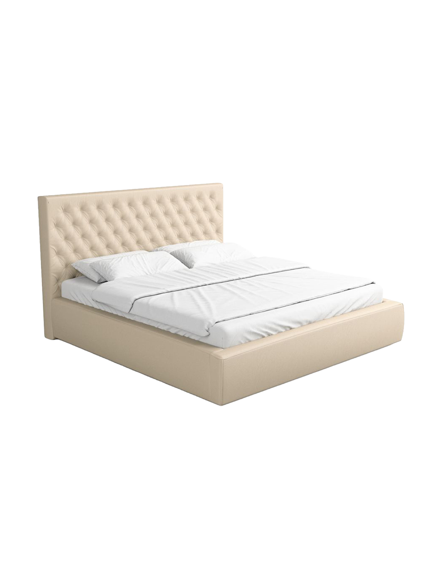
Design Polsterbett „Bellavita“ mit Ablagefach, Kunstleder Beige - 140 x 200 cm
