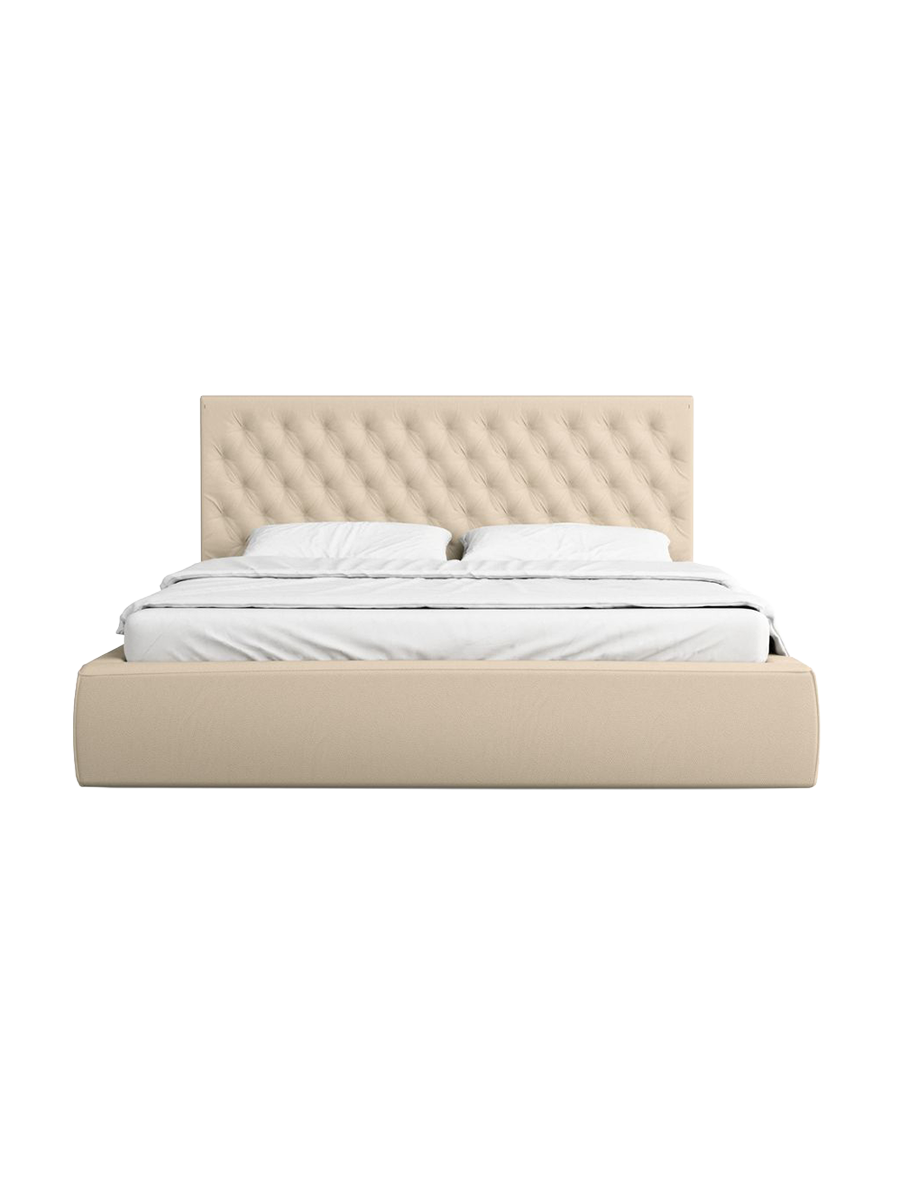 
Design Polsterbett „Bellavita“ mit Ablagefach, Kunstleder Beige - 140 x 200 cm