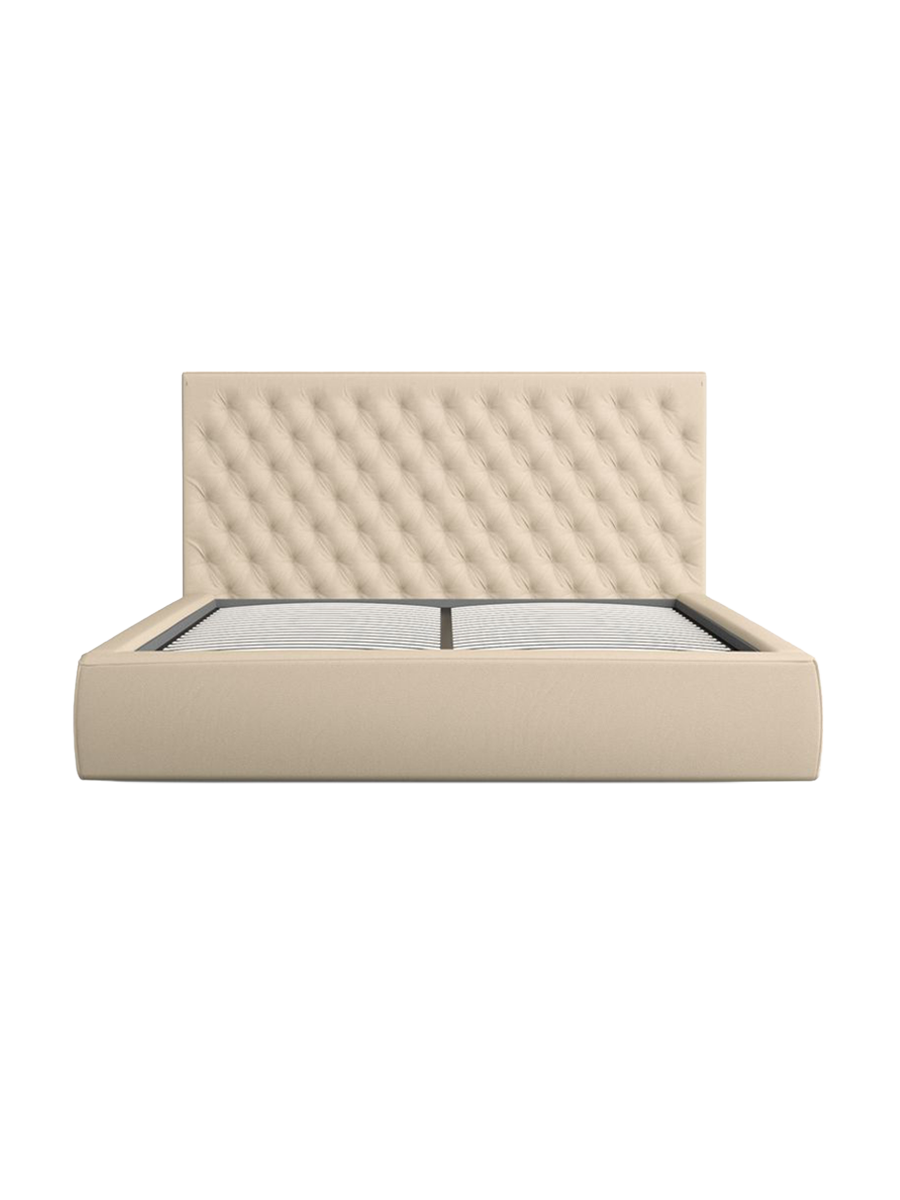 
Design Polsterbett „Bellavita“ mit Ablagefach, Kunstleder Beige - 140 x 200 cm