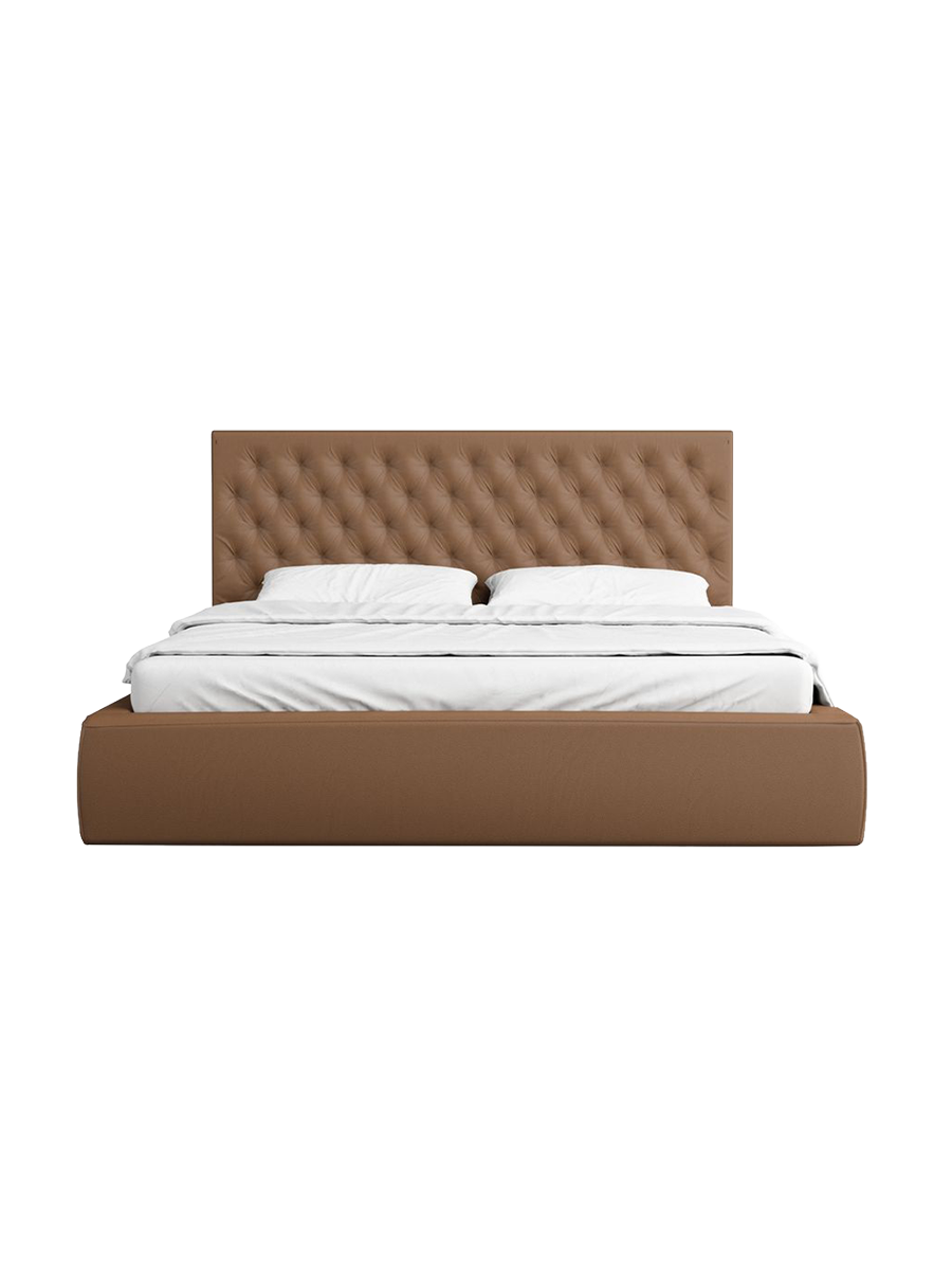 
Design Polsterbett „Bellavita“ mit Ablagefach, Kunstleder Choco Brown - 140 x 200 cm