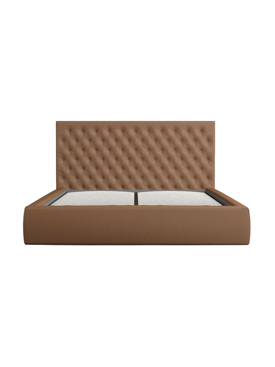 
Design Polsterbett „Bellavita“ mit Ablagefach, Kunstleder Choco Brown - 140 x 200 cm