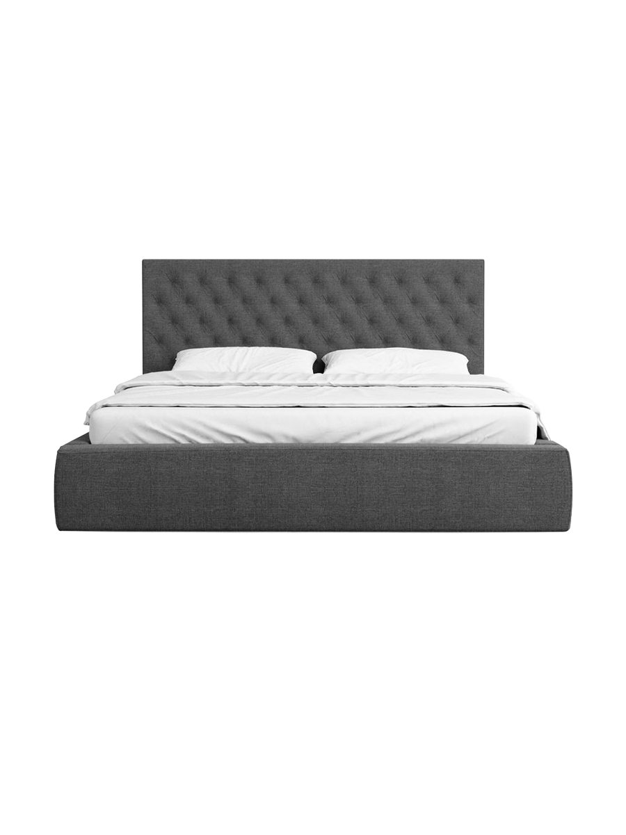 
Design Polsterbett „Bellavita“ mit Ablagefach, Webstoff Anthrazit - 140 x 200 cm