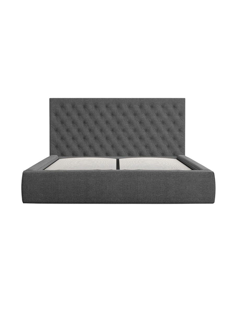
Design Polsterbett „Bellavita“ mit Ablagefach, Webstoff Anthrazit - 140 x 200 cm