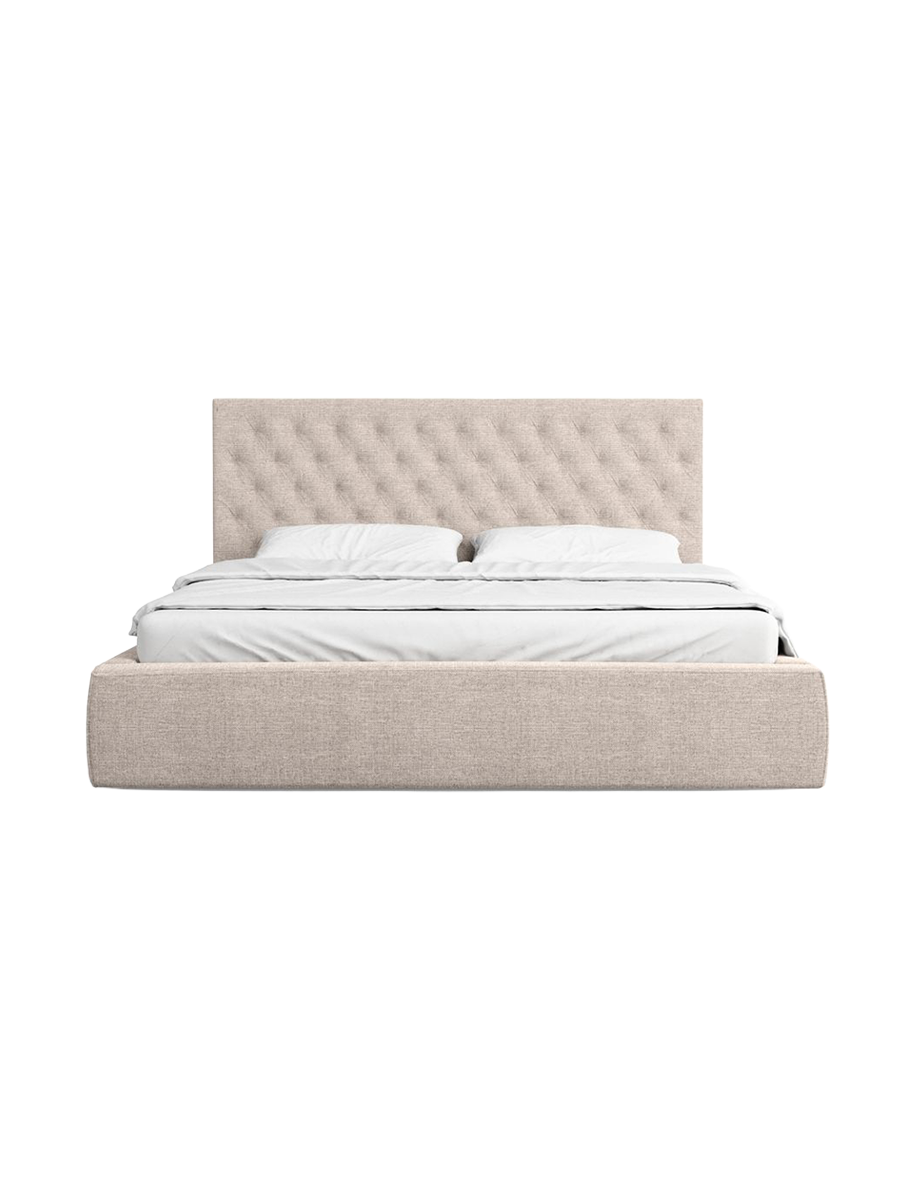 
Design Polsterbett „Bellavita“ mit Ablagefach, Webstoff Beige - 140 x 200 cm