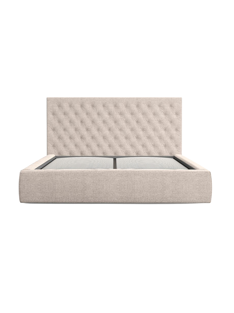 
Design Polsterbett „Bellavita“ mit Ablagefach, Webstoff Beige - 140 x 200 cm