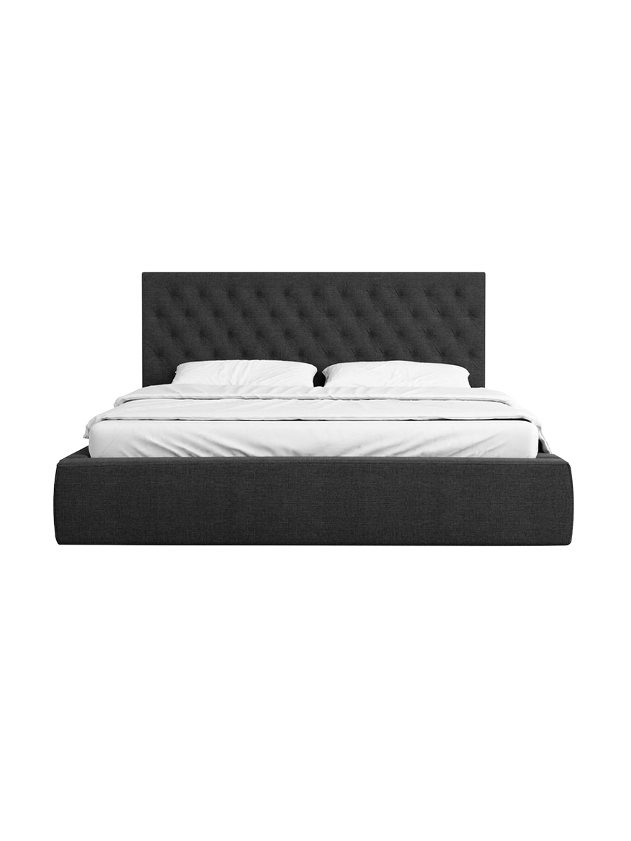 
Design Polsterbett „Bellavita“ mit Ablagefach, Webstoff Schwarz - 140 x 200 cm