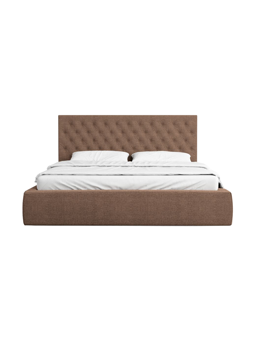 
Design Polsterbett „Bellavita“ mit Ablagefach, Webstoff Braun - 140 x 200 cm