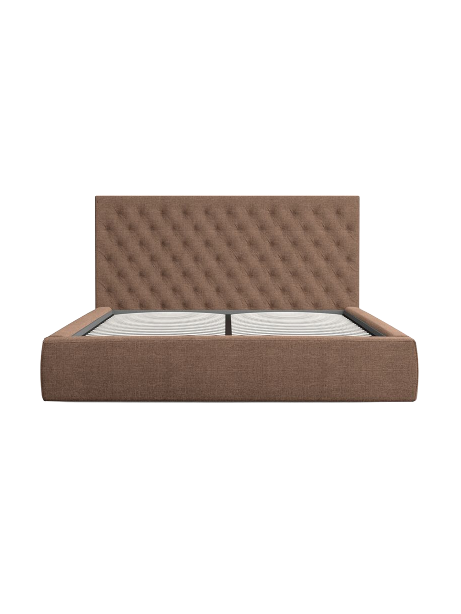 
Design Polsterbett „Bellavita“ mit Ablagefach, Webstoff Braun - 140 x 200 cm