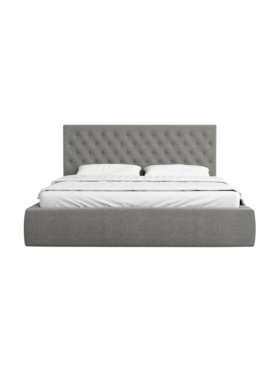 
Design Polsterbett „Bellavita“ mit Ablagefach, Webstoff Grau - 140 x 200 cm