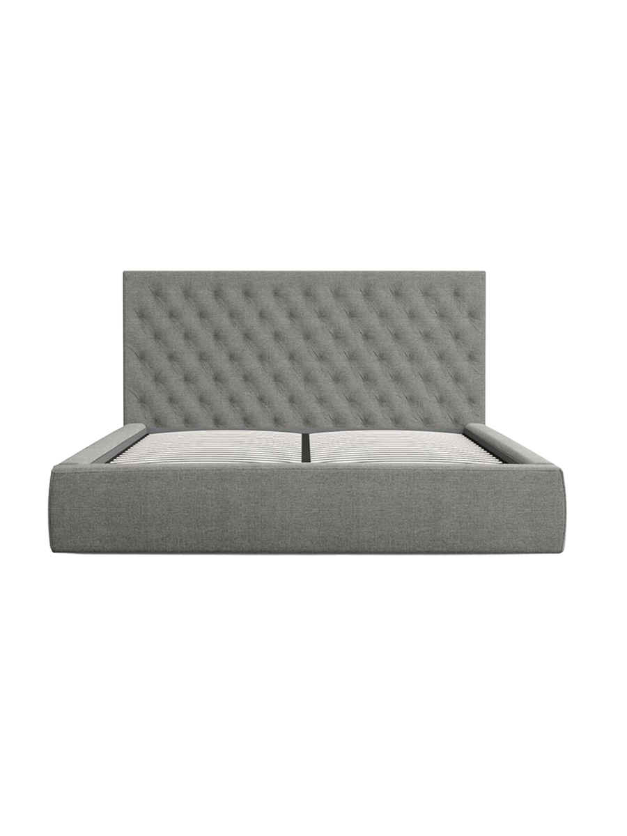 
Design Polsterbett „Bellavita“ mit Ablagefach, Webstoff Grau - 140 x 200 cm