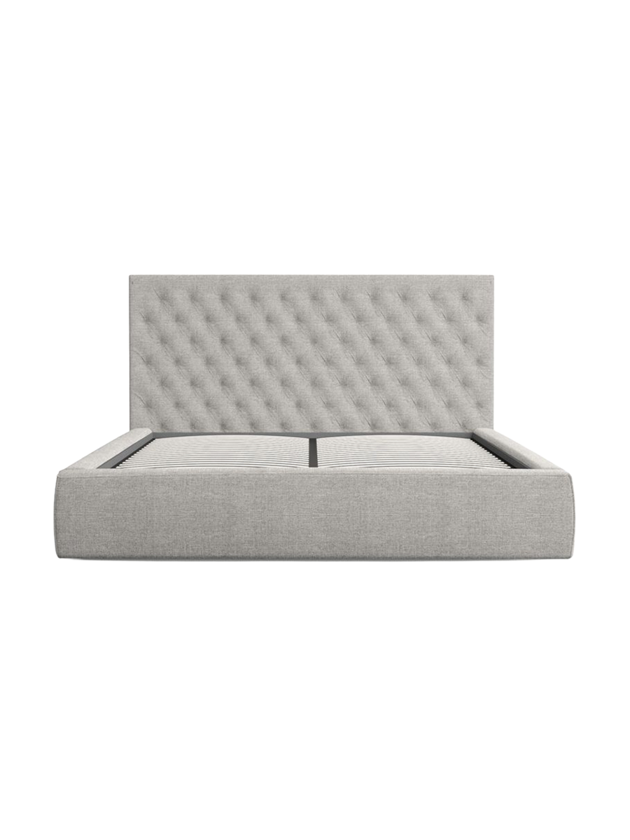 
Design Polsterbett „Bellavita“ mit Ablagefach, Webstoff Hellgrau - 140 x 200 cm