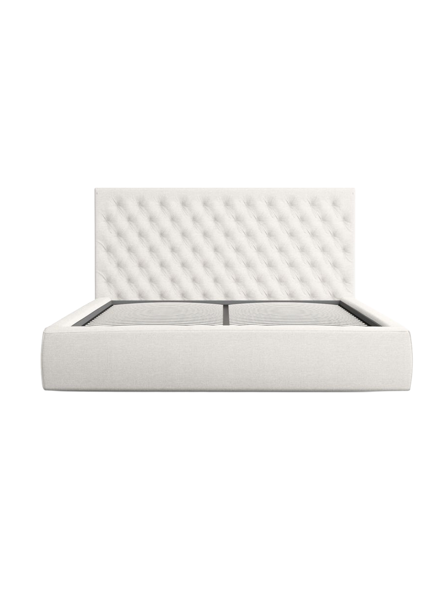 
Design Polsterbett „Bellavita“ mit Ablagefach, Webstoff Weiss - 140 x 200 cm