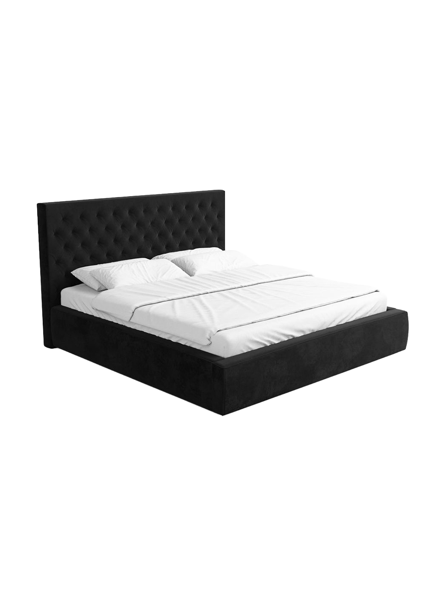 
Design Polsterbett „Bellavita“ mit Ablagefach, Samt Schwarz - 140 x 200 cm