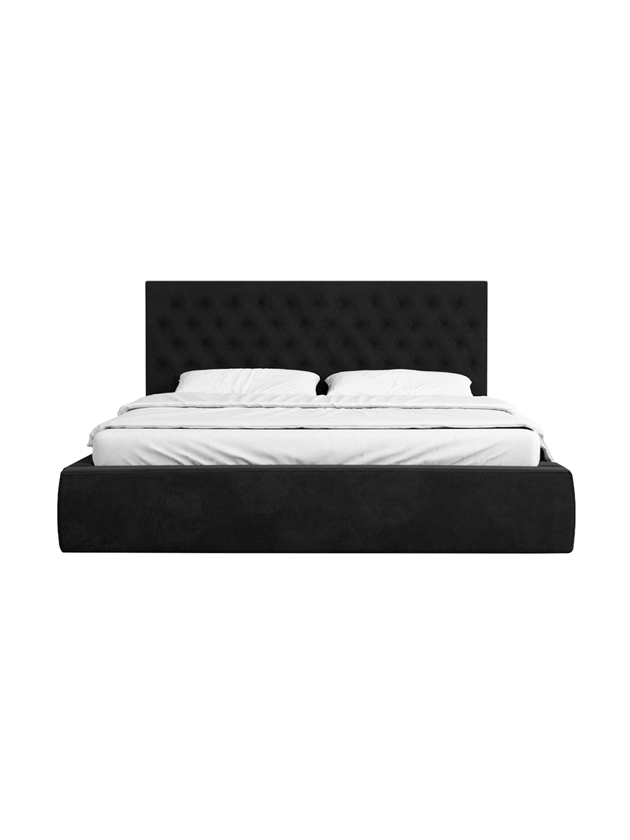 
Design Polsterbett „Bellavita“ mit Ablagefach, Samt Schwarz - 140 x 200 cm