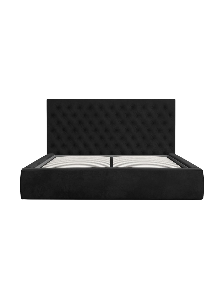 
Design Polsterbett „Bellavita“ mit Ablagefach, Samt Schwarz - 140 x 200 cm