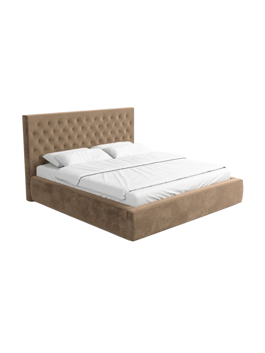 
Design Polsterbett „Bellavita“ mit Ablagefach, Samt Braun - 140 x 200 cm