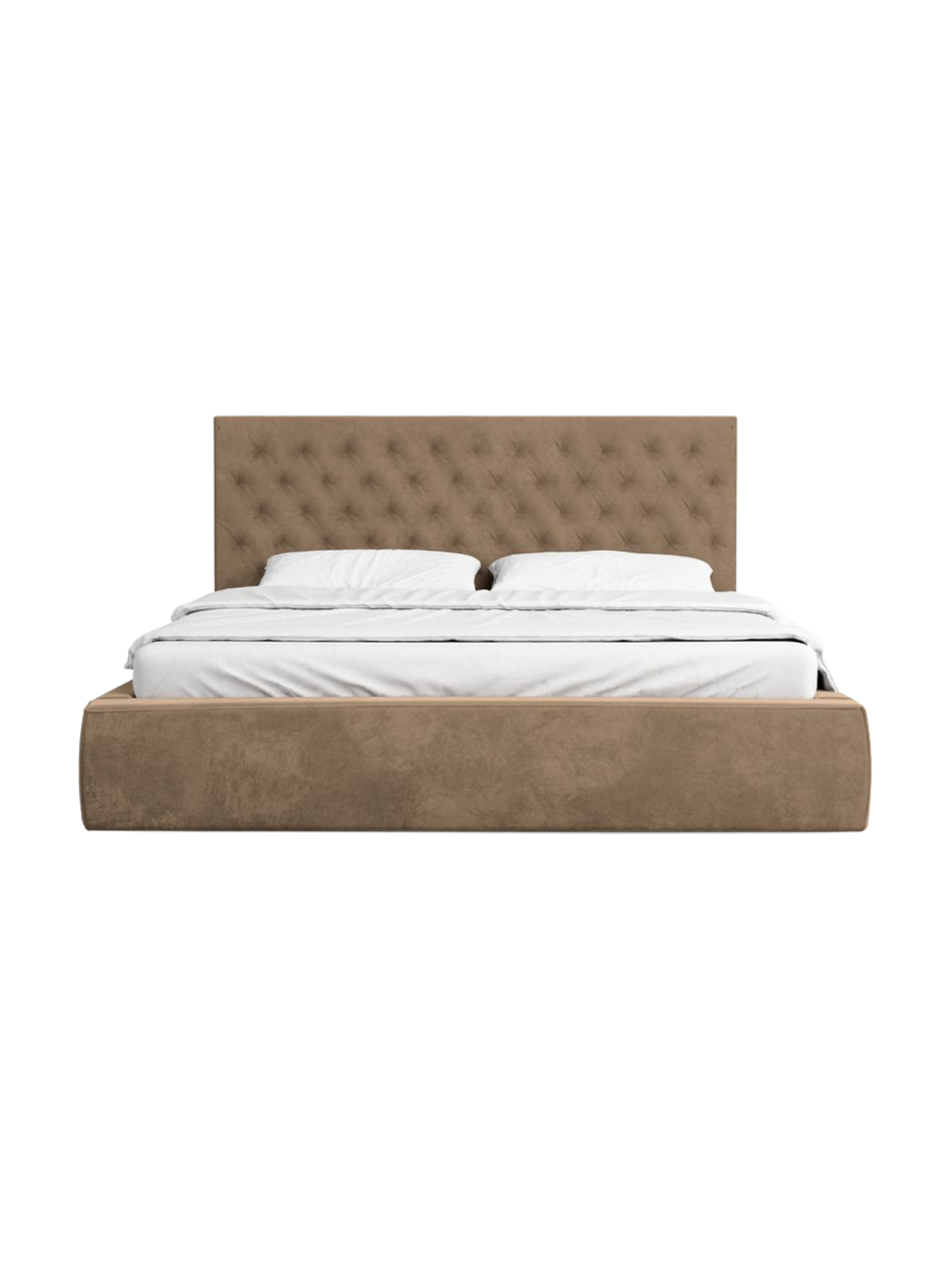 
Design Polsterbett „Bellavita“ mit Ablagefach, Samt Braun - 140 x 200 cm