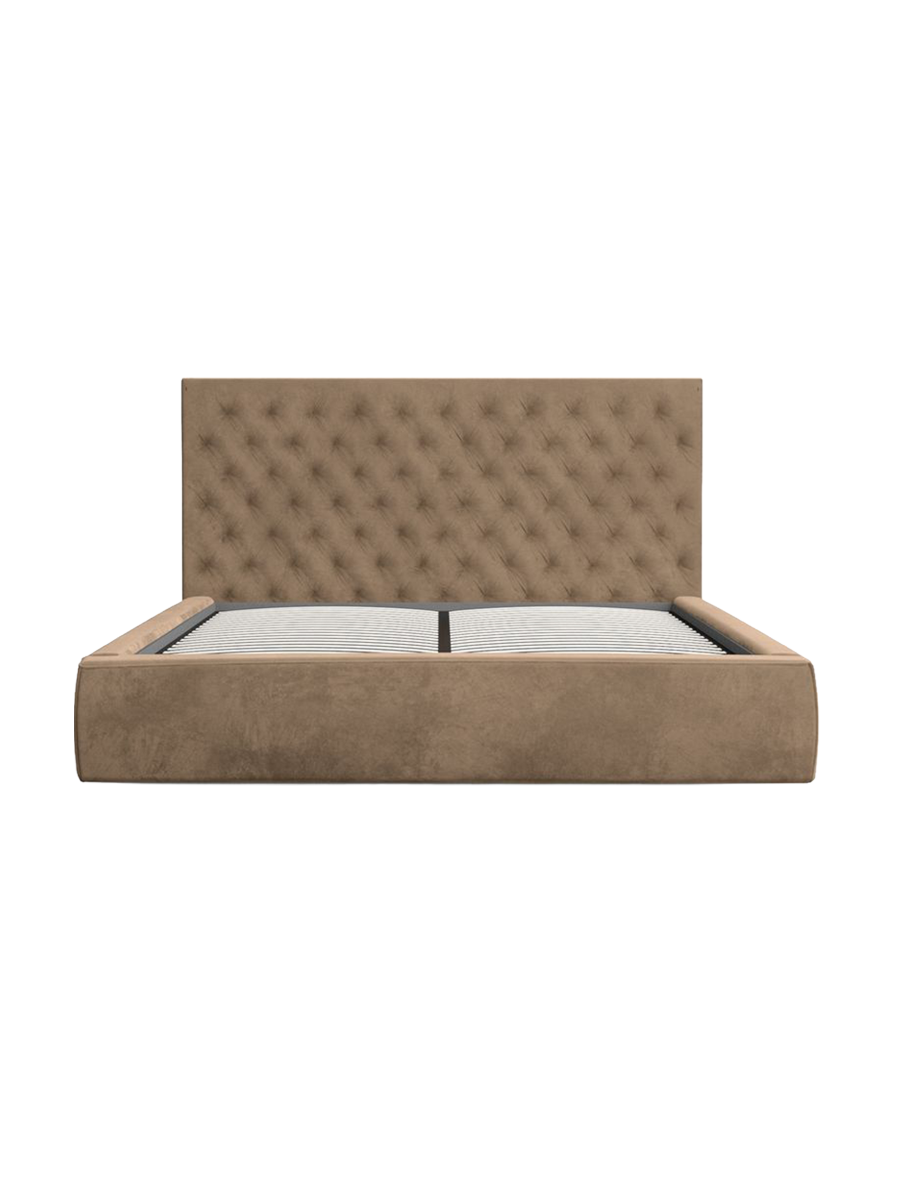 
Design Polsterbett „Bellavita“ mit Ablagefach, Samt Braun - 140 x 200 cm