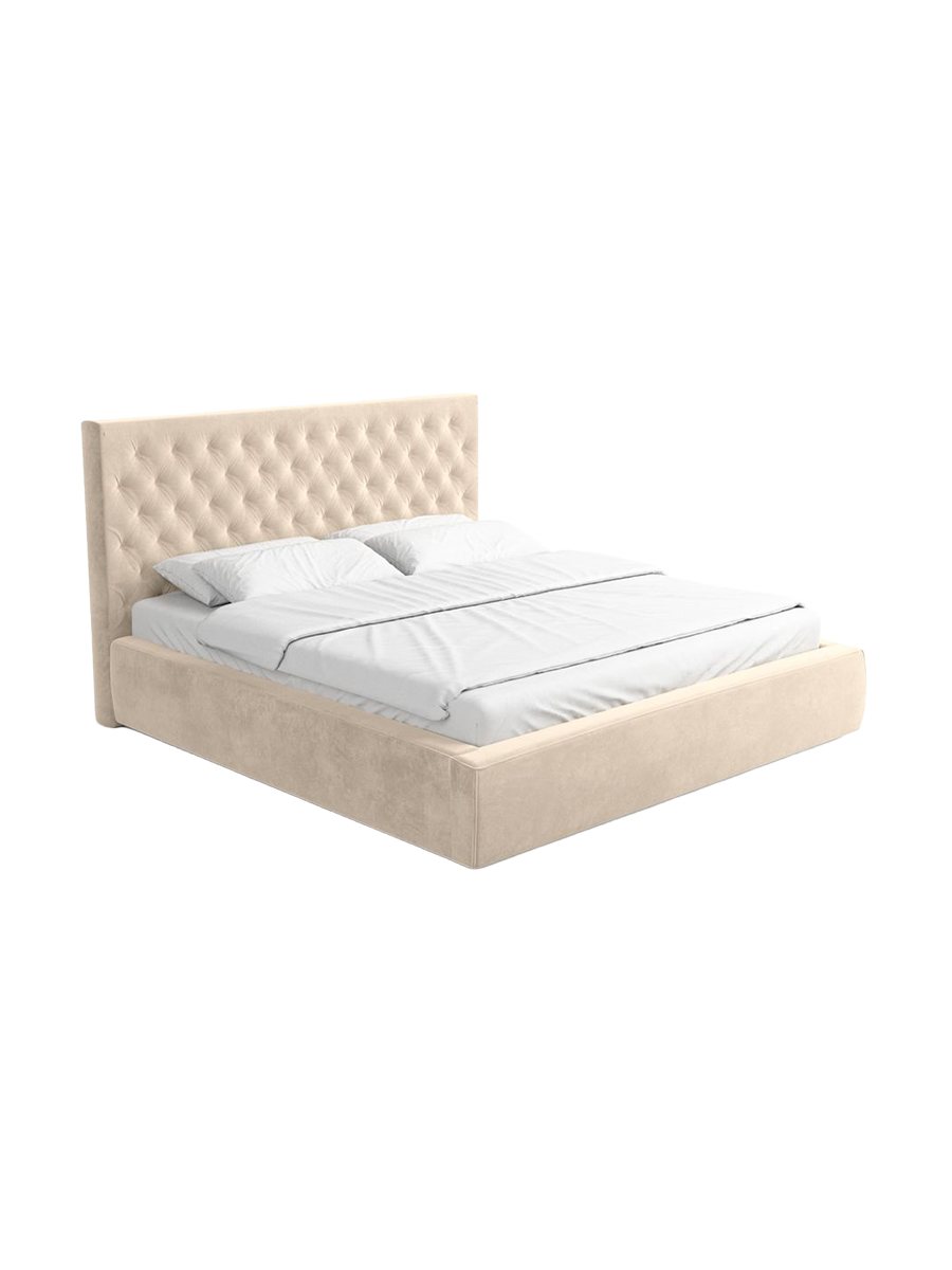 
Design Polsterbett „Bellavita“ mit Ablagefach, Samt Cream - 140 x 200 cm